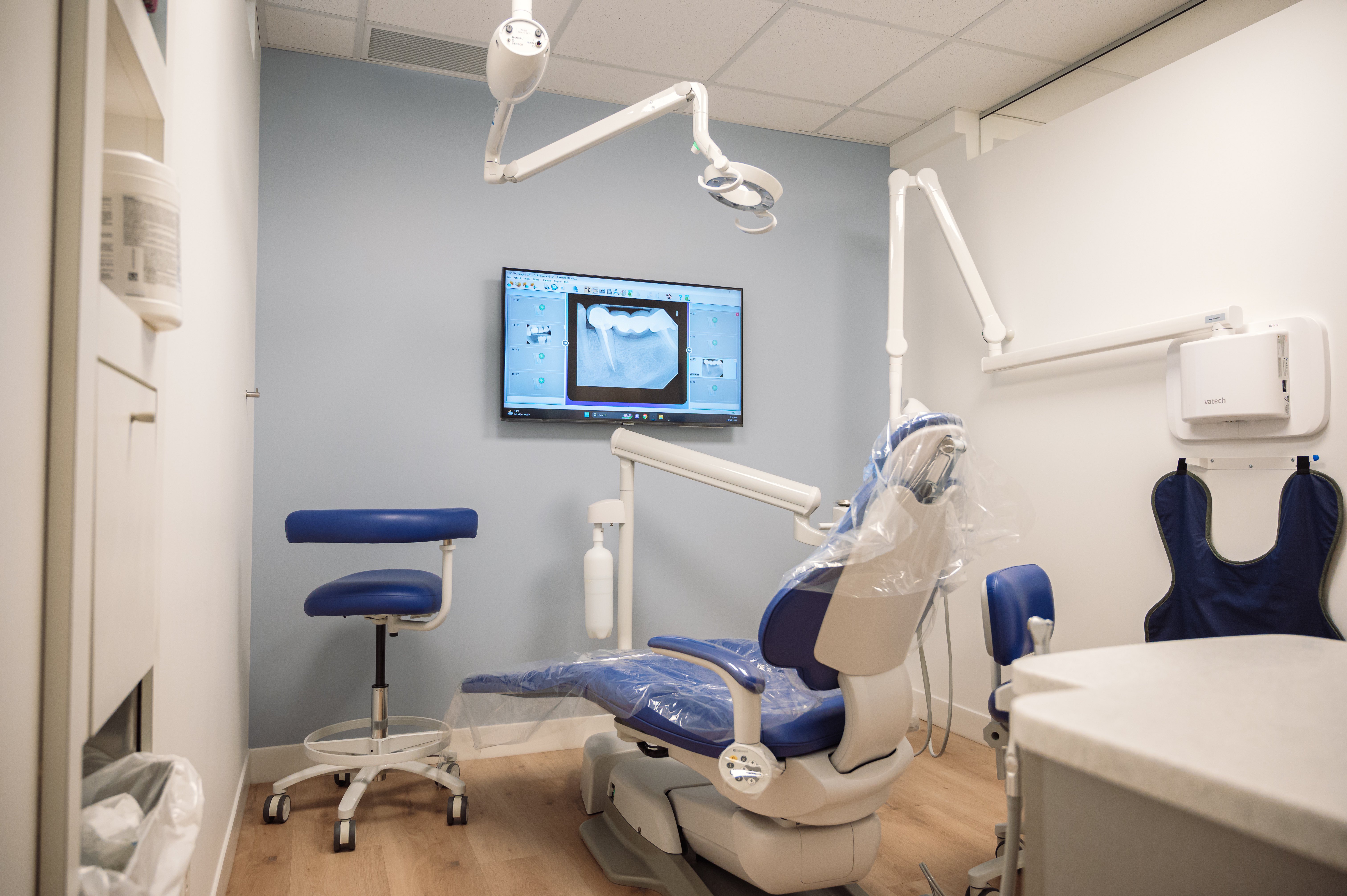 two dental chairs facing forward
